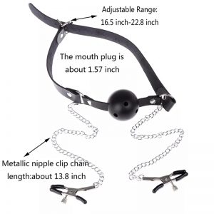 Ball Gag Chain Nipple Clamp Adult Couple Flirt Game Toy